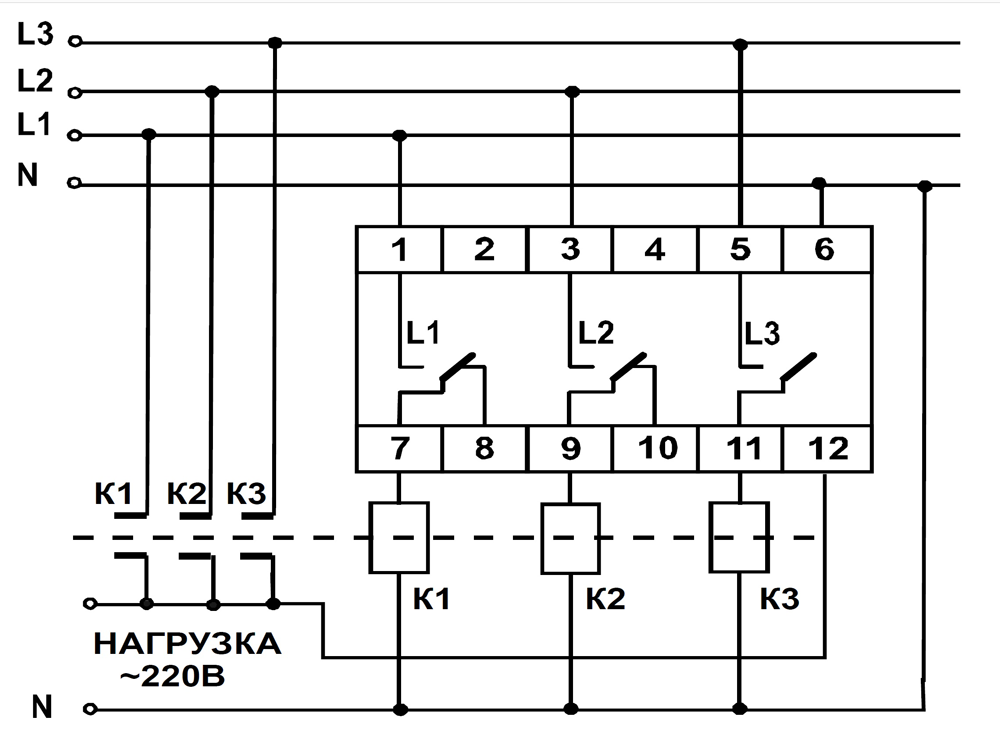 Схема подключения нагрузки величиной более 3,5 кВт